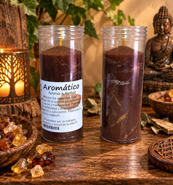 Velón Marrón aroma ámbar Conexión Tierra
